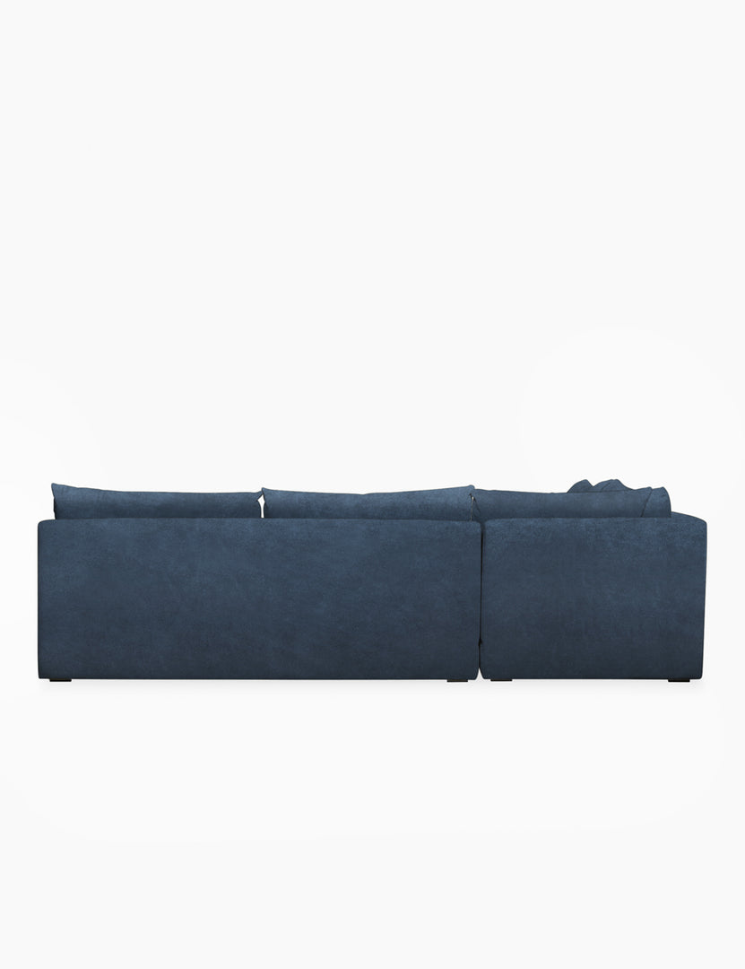 #color::blue-velvet #configuration::left-facing | Back of the Winona Blue Velvet armless left-facing sectional sofa