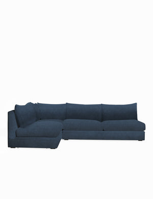 Winona Blue Velvet upholstered armless left-facing sectional sofa