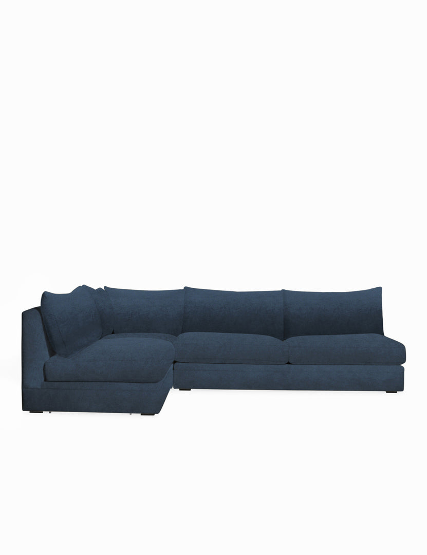 #color::blue-velvet #configuration::left-facing | Winona Blue Velvet upholstered armless left-facing sectional sofa