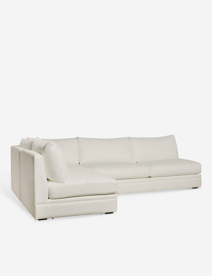 #color::ivory-performance-fabric #configuration::left-facing | Angled view of the Winona Ivory Performance Fabric armless left-facing sectional sofa