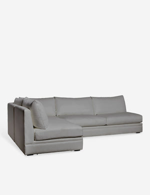 Angled view of the Winona Gray Performance Fabric armless left-facing sectional sofa