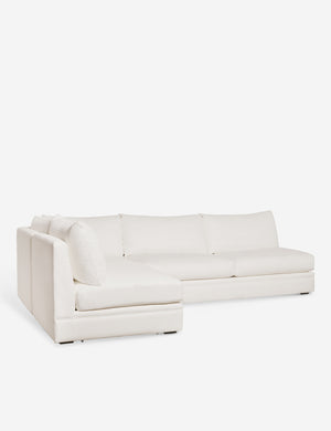 Angled view of the Winona Ivory Linen armless left-facing sectional sofa