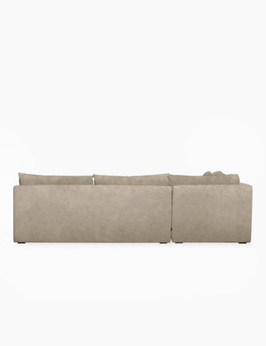 Back of the Winona Oatmeal Beige Velvet armless left-facing sectional sofa