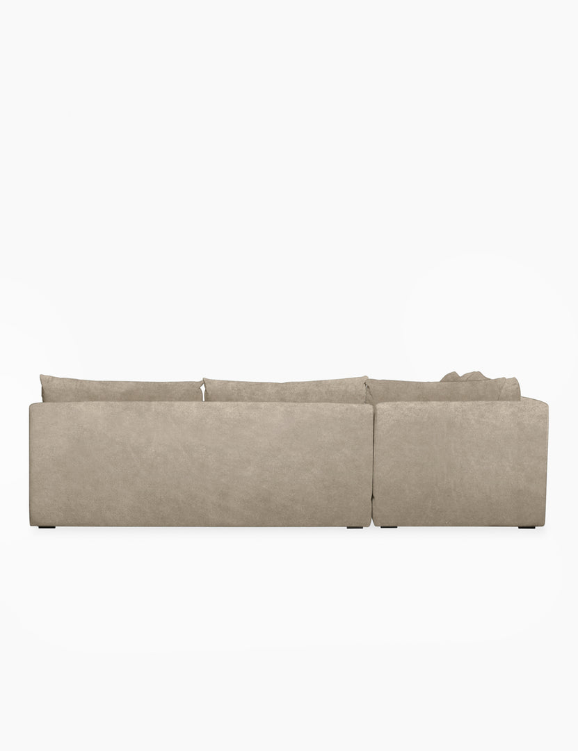#color::oatmeal-velvet #configuration::left-facing | Back of the Winona Oatmeal Beige Velvet armless left-facing sectional sofa