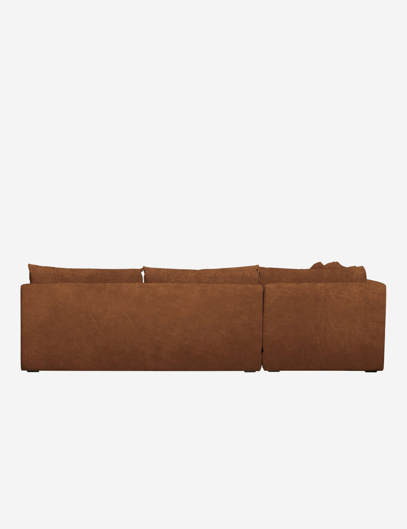 #color::rust-velvet #configuration::left-facing | Back of the Winona Rust Orange Velvet armless left-facing sectional sofa