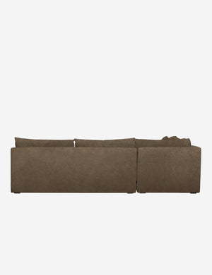 Back of the Winona Toffee Brown Velvet armless left-facing sectional sofa