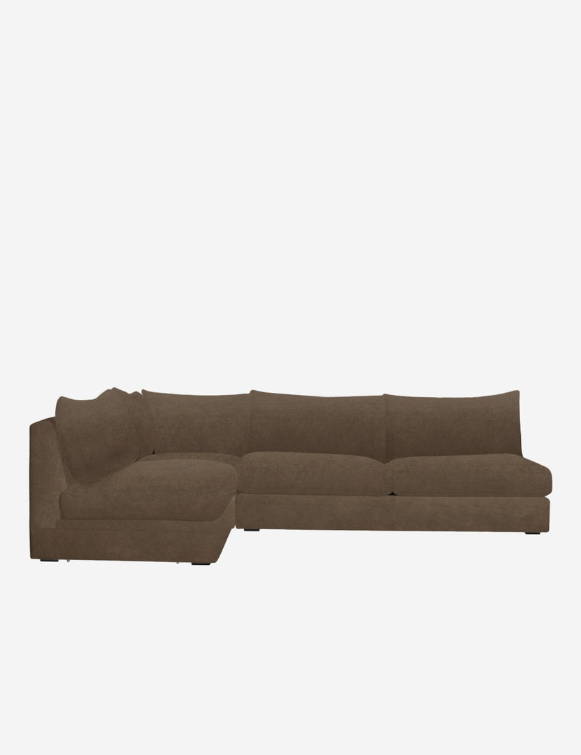 #color::toffee-velvet #configuration::left-facing | Winona Toffee Brown Velvet upholstered armless left-facing sectional sofa