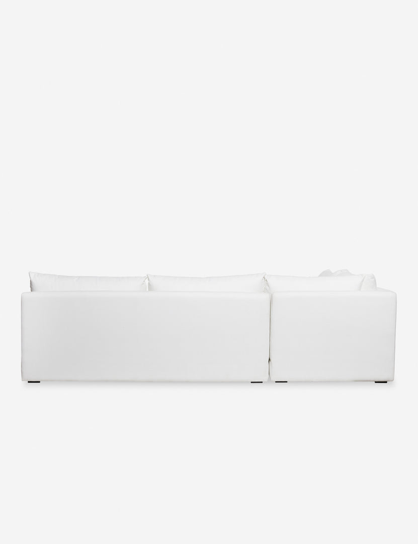 #color::white-performance-fabric #configuration::left-facing | Back of the Winona white performance fabric armless left-facing sectional sofa
