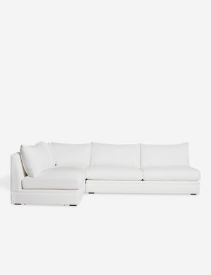 Winona white performance fabric upholstered armless left-facing sectional sofa