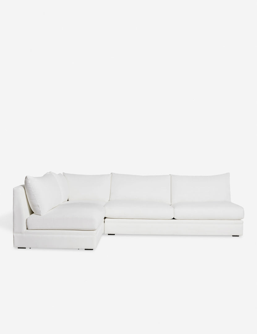 #color::white-performance-fabric #configuration::left-facing | Winona white performance fabric upholstered armless left-facing sectional sofa