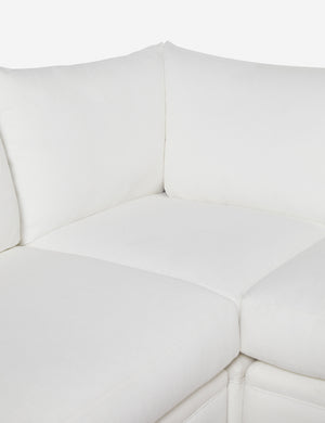 Inner corner of the Winona white performance fabric armless left-facing sectional sofa