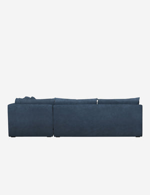 Back of the Winona Blue Velvet armless right-facing sectional sofa