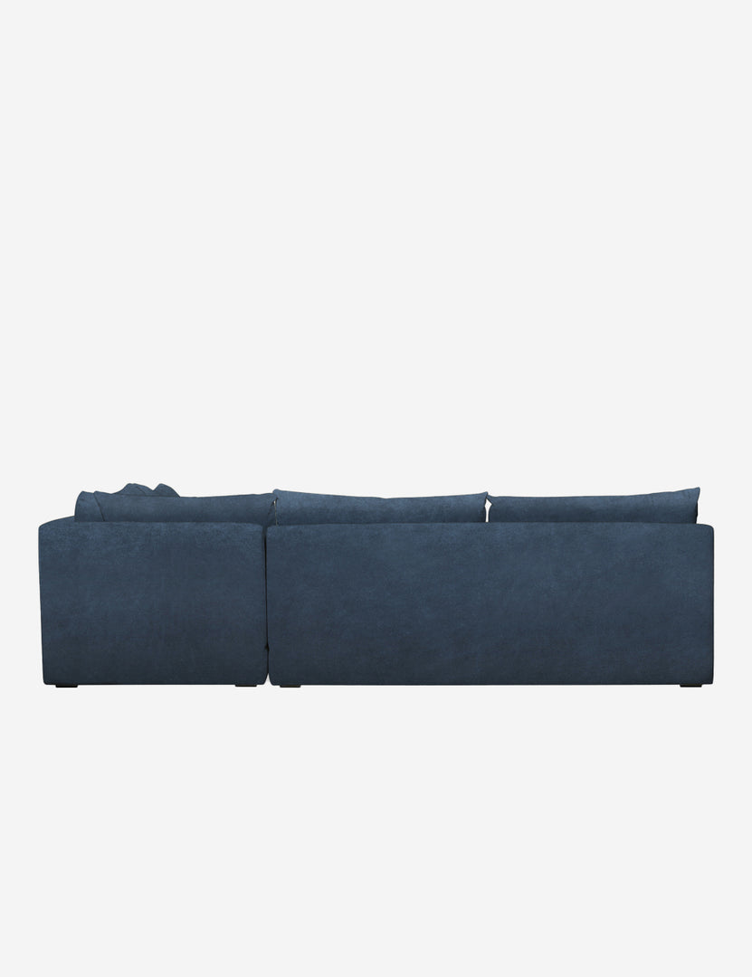 #color::blue-velvet #configuration::right-facing | Back of the Winona Blue Velvet armless right-facing sectional sofa