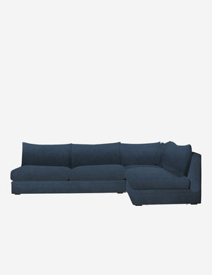 Winona Blue Velvet upholstered armless right-facing sectional sofa