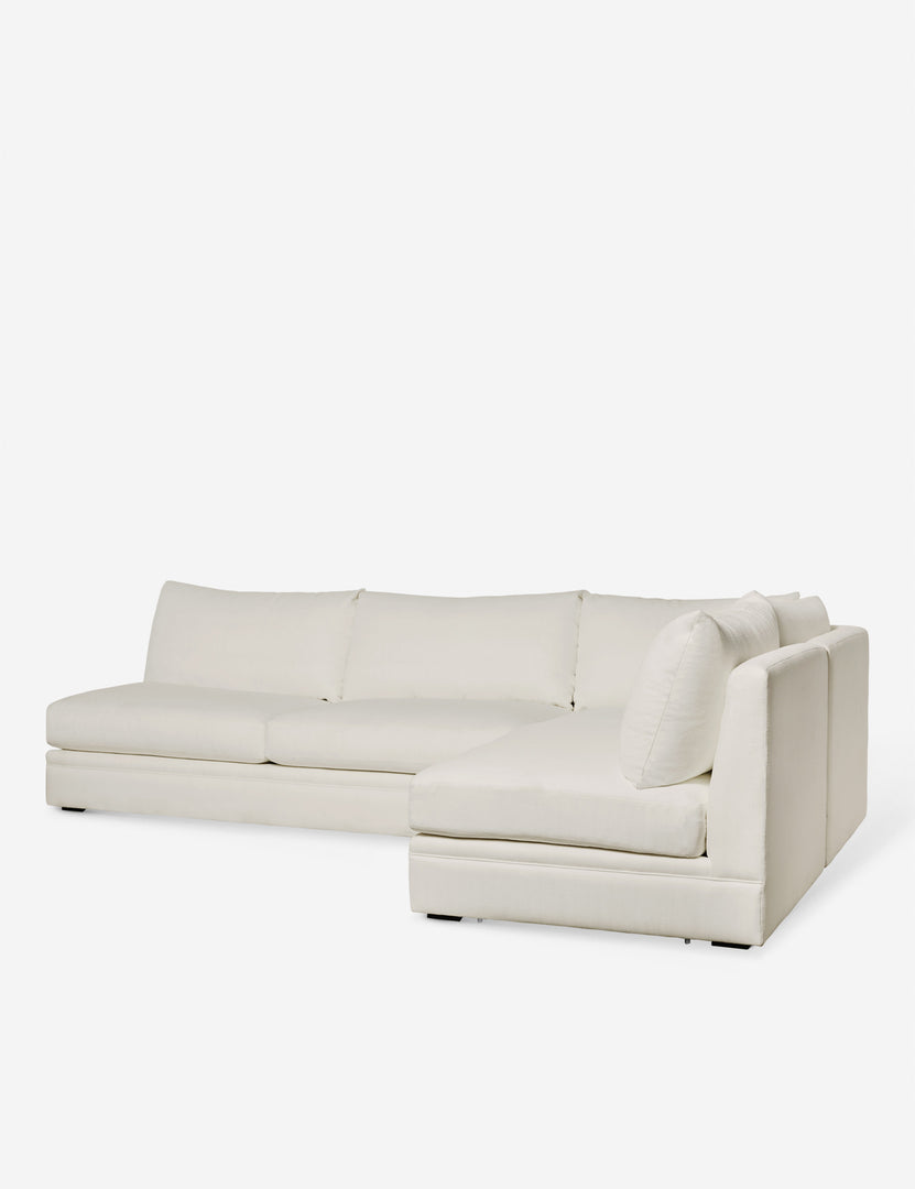 #color::ivory-performance-fabric #configuration::right-facing | Angled view of the Winona Ivory Performance Fabric armless right-facing sectional sofa
