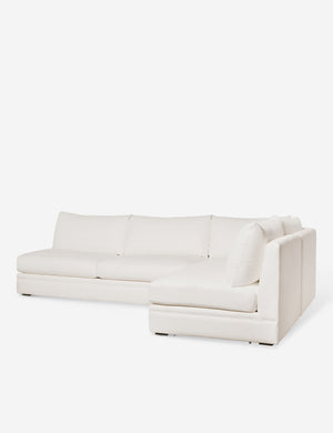 Angled view of the Winona Ivory Linen armless right-facing sectional sofa