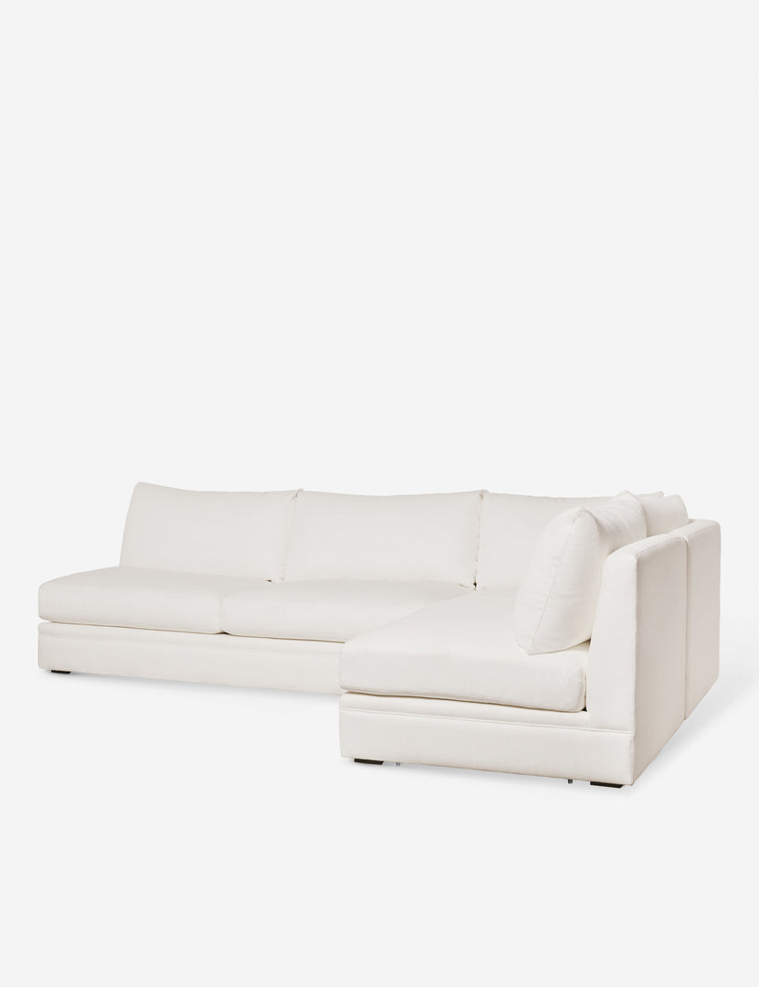 #color::ivory-linen #configuration::right-facing | Angled view of the Winona Ivory Linen armless right-facing sectional sofa