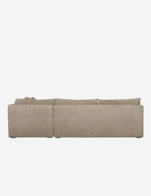 Back of the Winona Oatmeal Beige Velvet armless right-facing sectional sofa