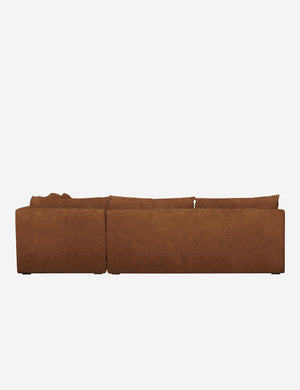 Back of the Winona Rust Orange Velvet armless right-facing sectional sofa