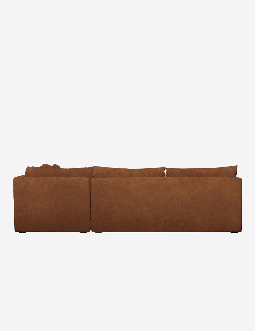 #color::rust-velvet #configuration::right-facing | Back of the Winona Rust Orange Velvet armless right-facing sectional sofa