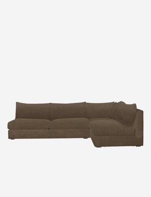 Winona Toffee Brown Velvet upholstered armless right-facing sectional sofa