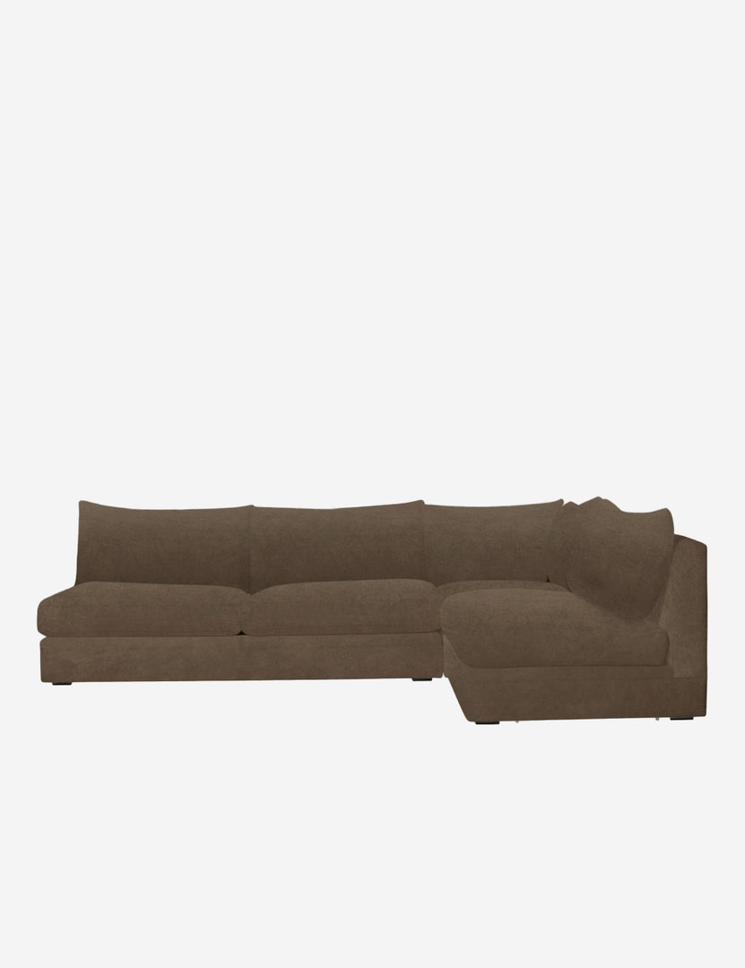 #color::toffee-velvet #configuration::right-facing | Winona Toffee Brown Velvet upholstered armless right-facing sectional sofa