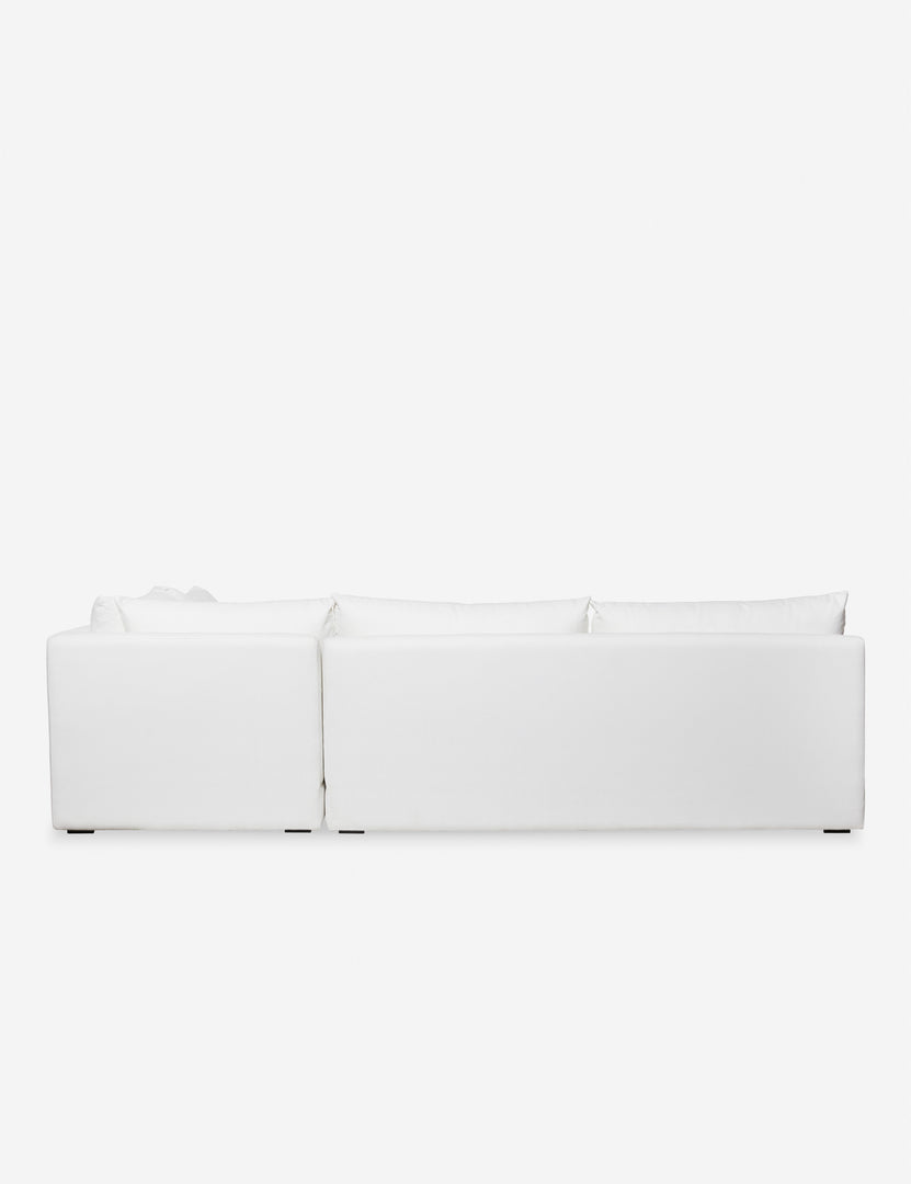 #color::white-performance-fabric #configuration::right-facing | Back of the Winona white performance fabric armless right-facing sectional sofa