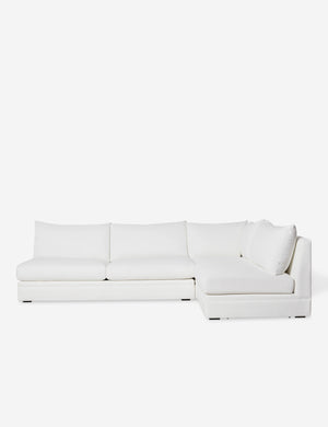 Winona white performance fabric upholstered armless right-facing sectional sofa