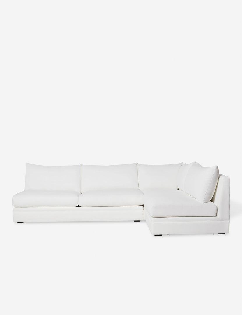 #color::white-performance-fabric #configuration::right-facing | Winona white performance fabric upholstered armless right-facing sectional sofa