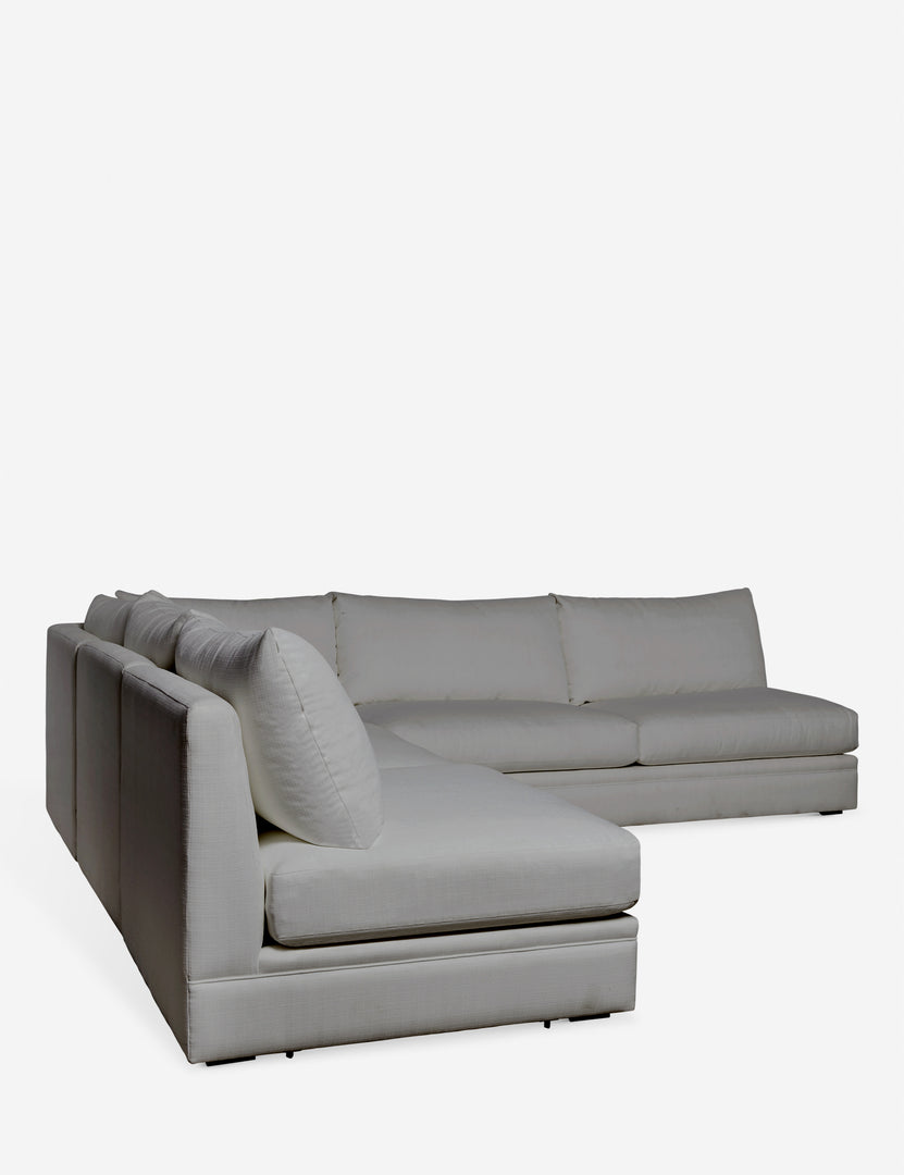 #color::gray-performance-fabric #size::120-W | Angled view of the 120 inch width Winona gray performance fabric armless corner sectional sofa