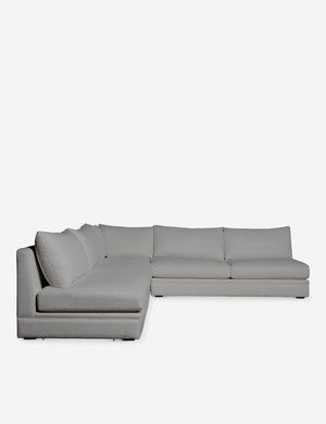 Winona gray performance fabric upholstered armless corner sectional sofa 120 inch width