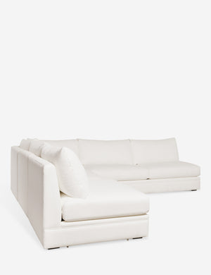 Angled view of the Winona ivory linen armless corner sectional sofa 120 inch width