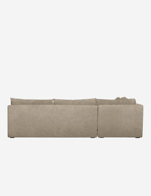 Back of the Winona Oatmeal beige velvet armless corner sectional sofa 120 inch width