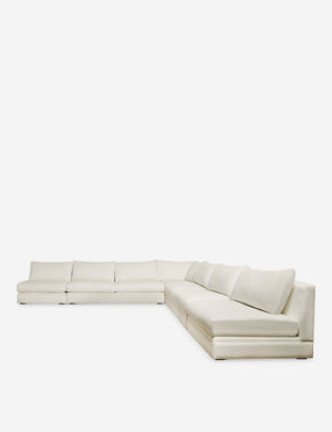 Angled view of the Winona ivory performance fabric armless corner sectional sofa 160 inch width