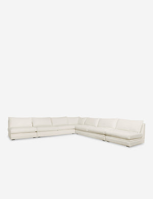 Winona ivory performance fabric upholstered armless corner sectional sofa 160 inch width