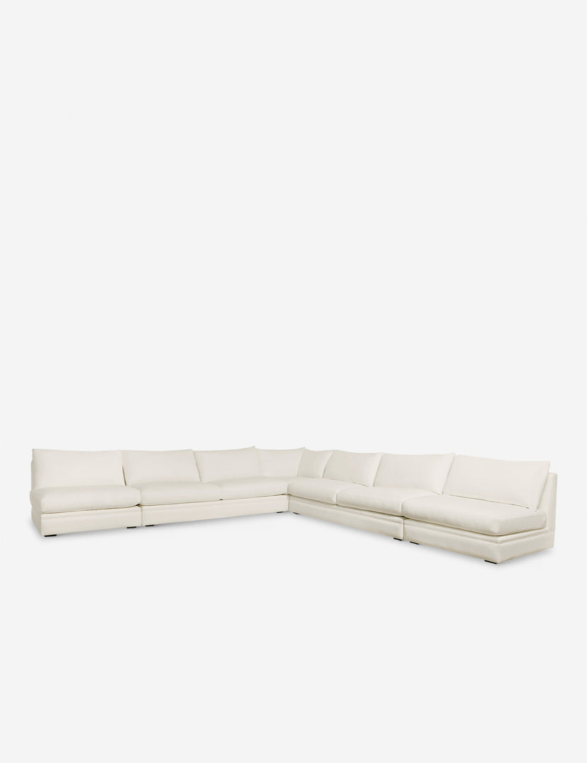 #color::ivory-performance-fabric #size::160-W | Winona ivory performance fabric upholstered armless corner sectional sofa 160 inch width
