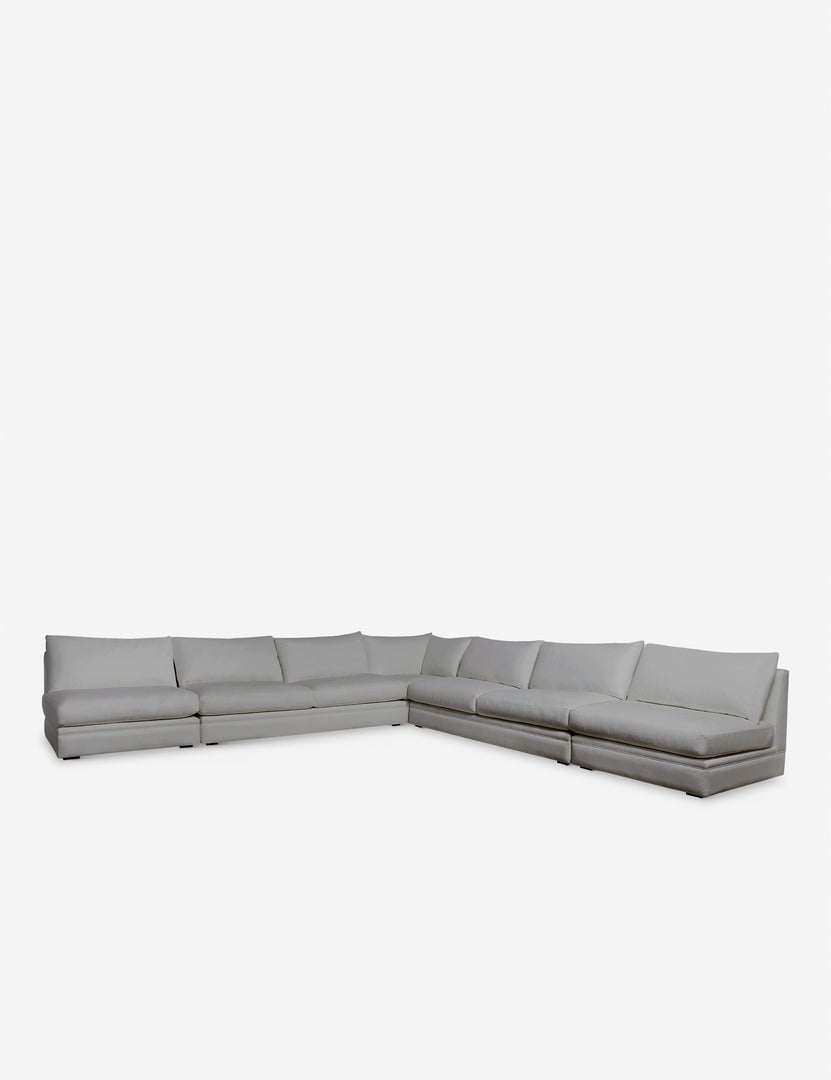 #color::gray-performance-fabric #size::160-W | Winona gray performance fabric upholstered armless corner sectional sofa 160 inch width