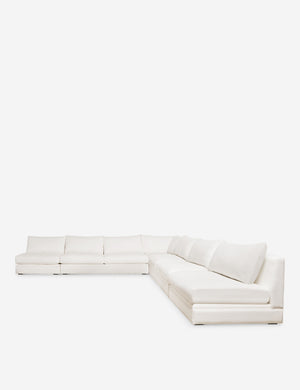 Winona ivory linen upholstered armless corner sectional sofa 160 inch width