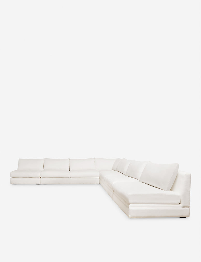 #color::ivory-linen #size::160-W | Winona ivory linen upholstered armless corner sectional sofa 160 inch width