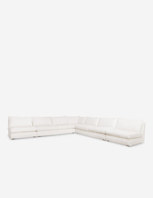 Angled view of the Winona ivory linen armless corner sectional sofa 160 inch width
