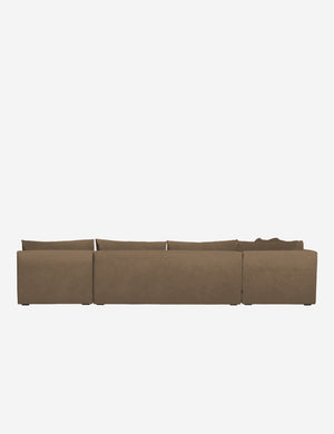Back of the Winona Toffee brown velvet armless corner sectional sofa 160 inch width
