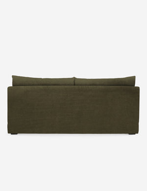 Back of the Winona Balsam Green Velvet armless sofa