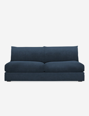 Winona Blue Velvet armless sofa with an upholstered frame