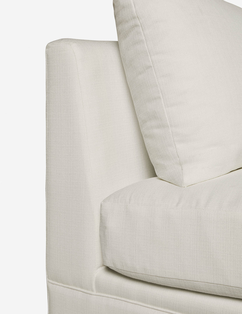 #color::ivory-performance-fabric | Close-up of the side of the Winona Ivory Performance Fabric armless sofa