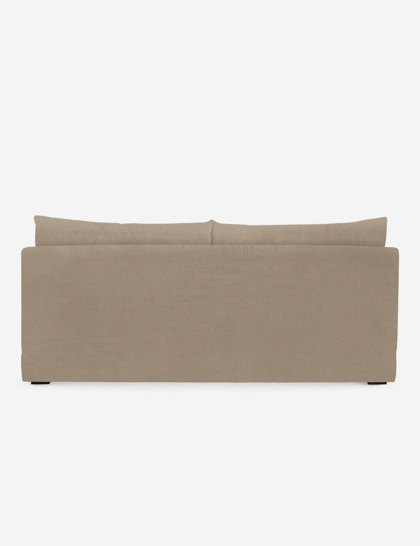 #color::oatmeal-velvet | Back of the Winona Oatmeal Beige Velvet armless sofa