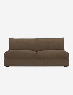 Winona Toffee Brown Velvet armless sofa with an upholstered frame