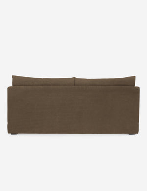 Back of the Winona Toffee Brown Velvet armless sofa