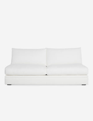 Winona white performance fabric armless sofa with an upholstered frame