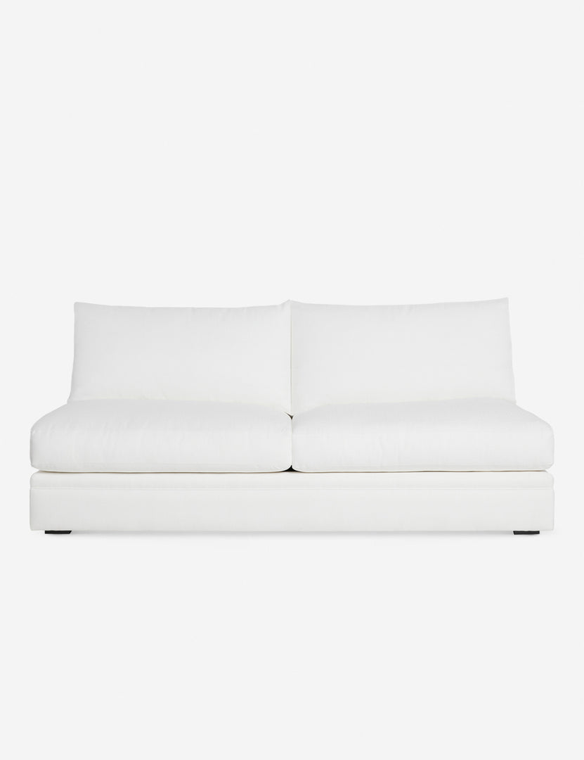 #color::white-performance-fabric | Winona white performance fabric armless sofa with an upholstered frame
