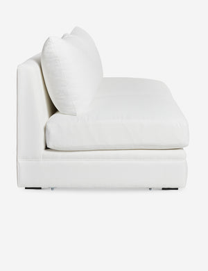 Side of the Winona white performance fabric armless sofa